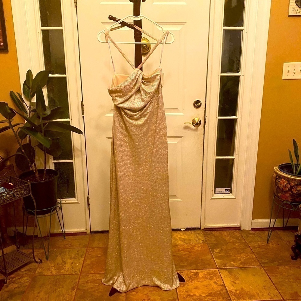 Nwt DESSY COLLECTION GOLD SPARKLY GOWN SIZE 14